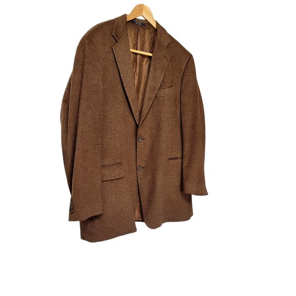 Vintage Arnold Brant Men's Brown Cashmere Mink Blazer Jacket Tag 46L 2 Button - Picture 3 of 16